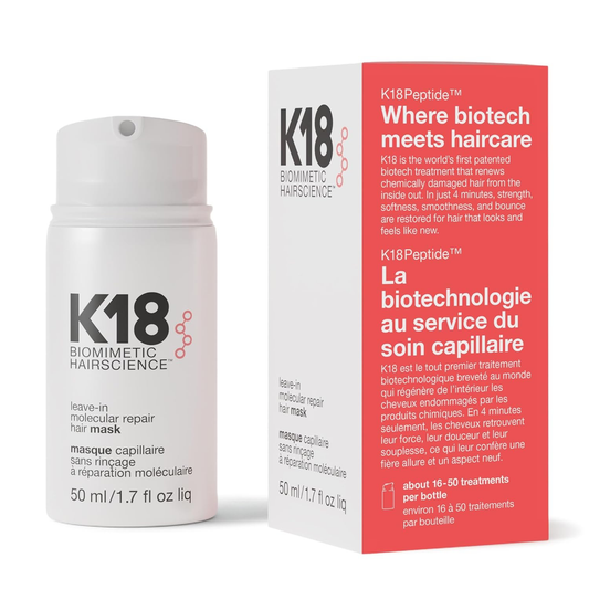 Leave-In Molecular Repair Hair Mask 50ml 1.7 Oz for Dry, Damaged & Color-Treated Hair by K18