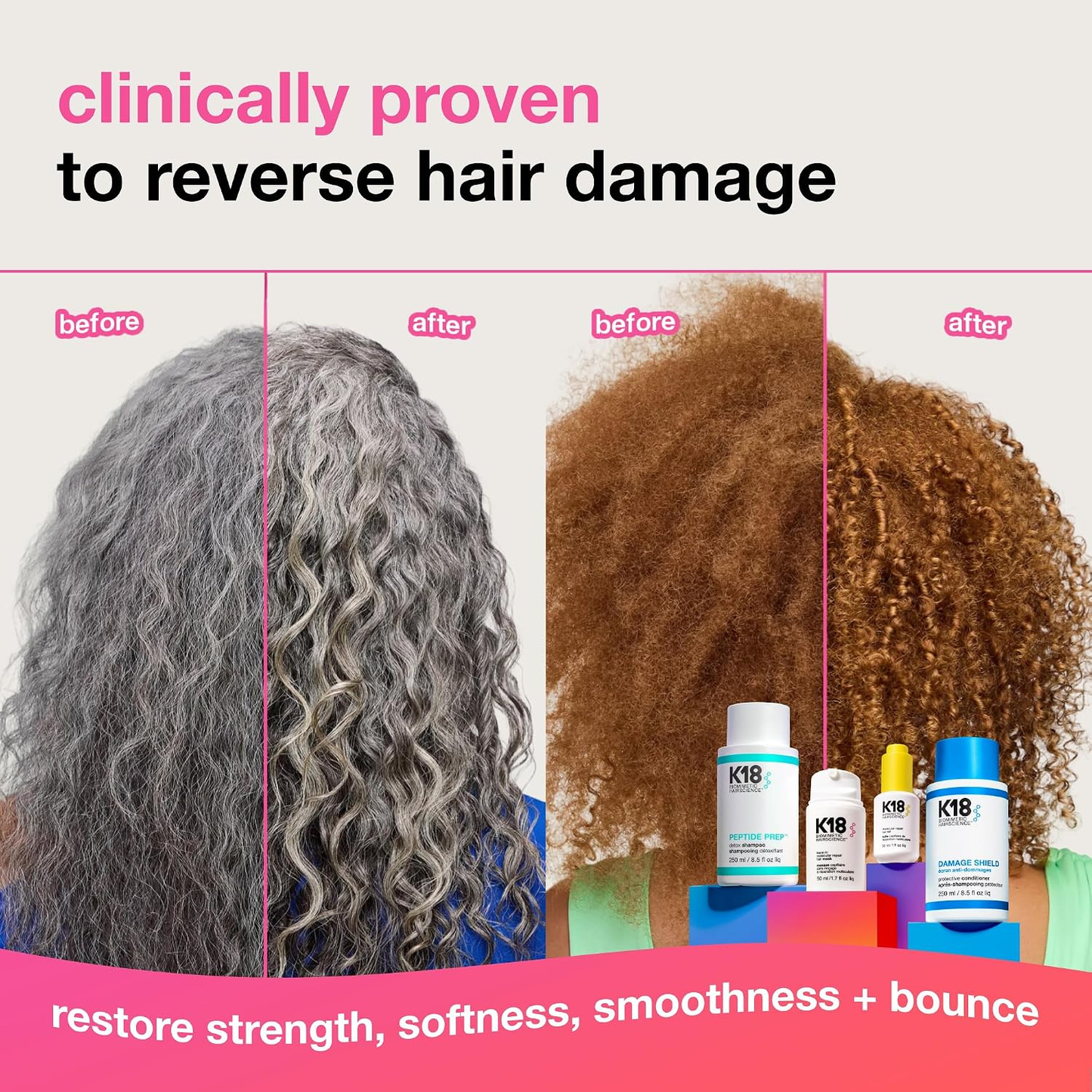 Leave-In Molecular Repair Hair Mask 50ml 1.7 Oz for Dry, Damaged & Color-Treated Hair by K18