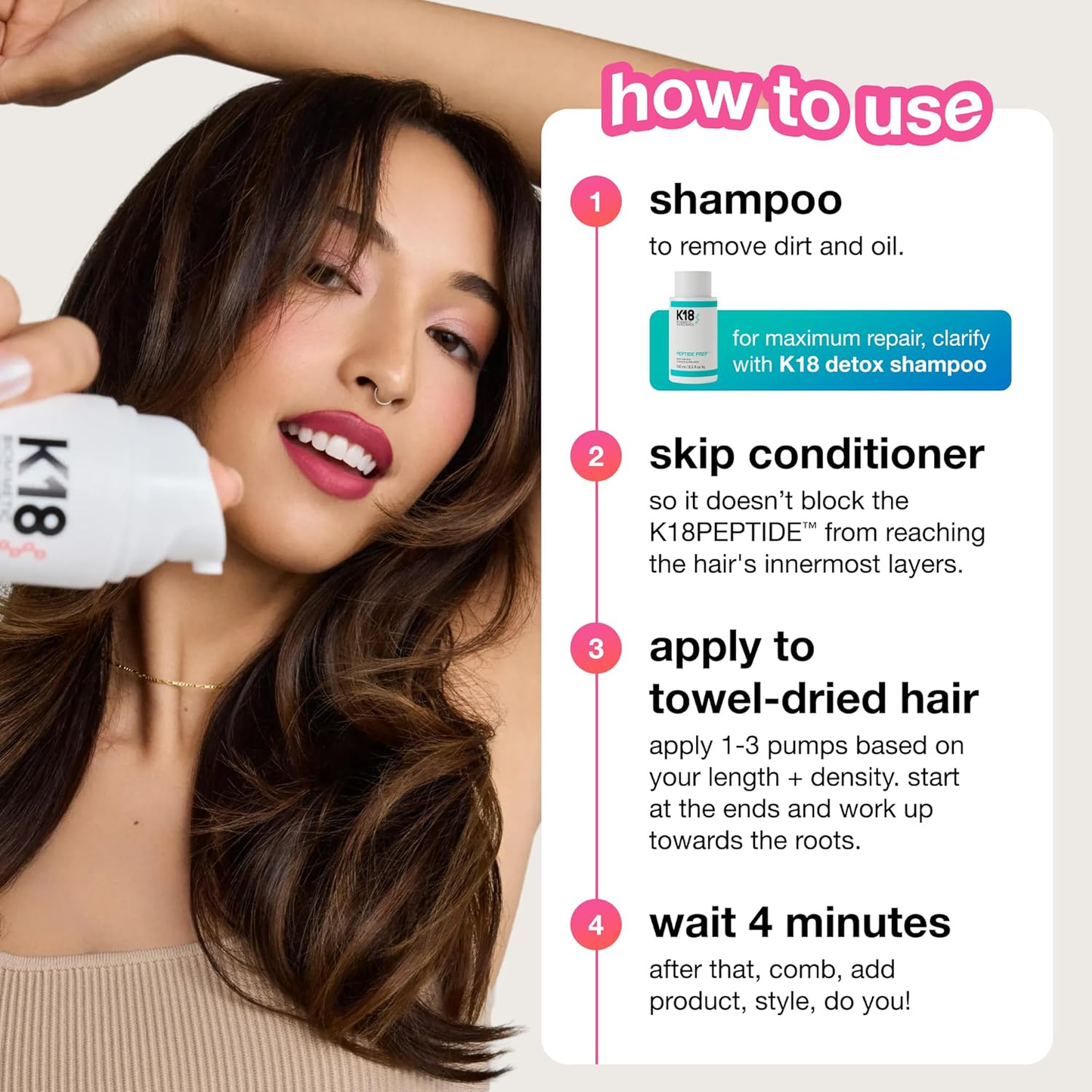 Leave-In Molecular Repair Hair Mask 50ml 1.7 Oz for Dry, Damaged & Color-Treated Hair by K18